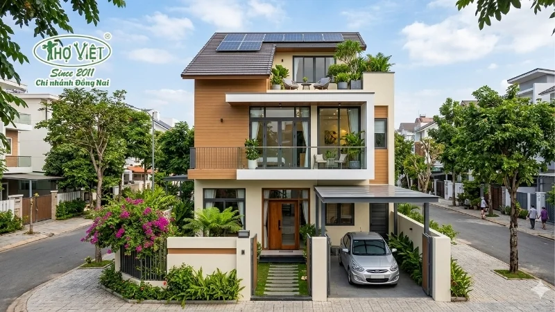mẫu nhà 2 tầng 1 tum đẹp hiện nay