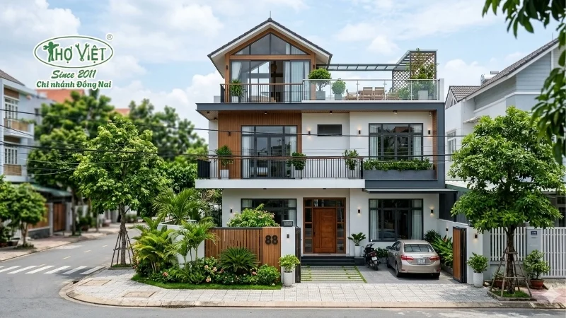mẫu nhà 2 tầng 1 tum đẹp hiện nay