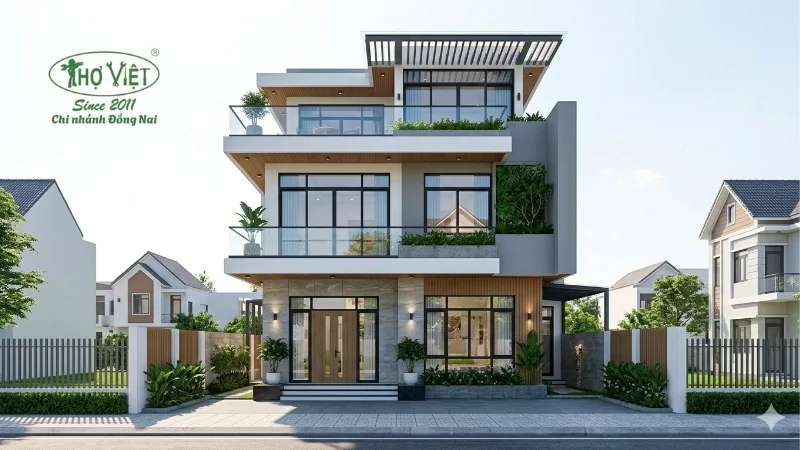 mẫu nhà 2 tầng 1 tum đẹp hiện nay