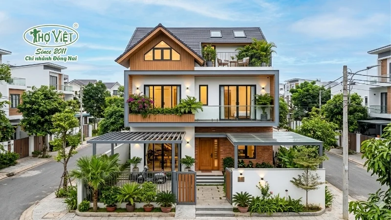 mẫu nhà 2 tầng 1 tum đẹp hiện nay