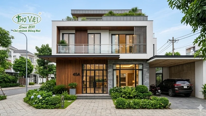 mẫu nhà mặt tiền 7m 2 tầng đẹp xu hướng