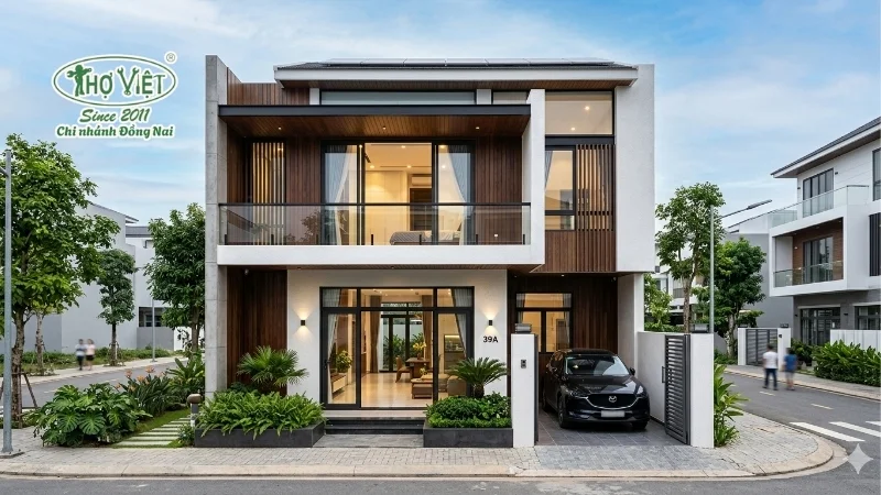 mẫu nhà 2 tầng mặt tiền 6m hiện đại đẹp