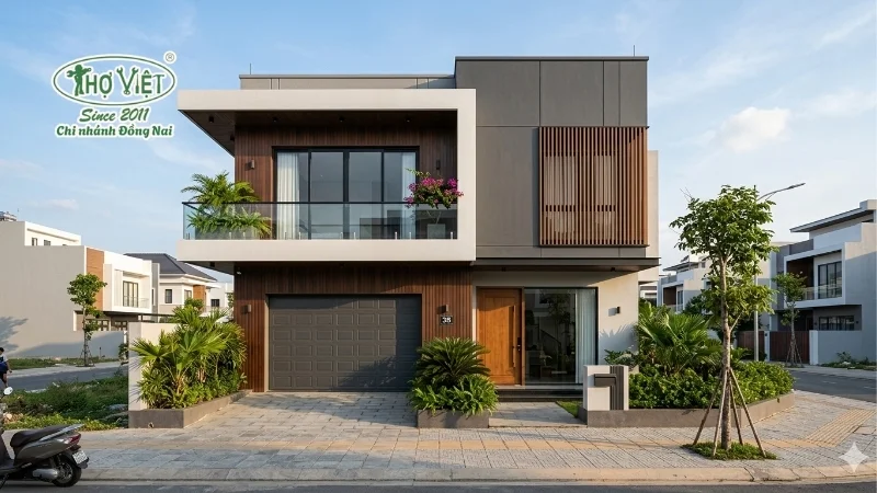 mẫu nhà 2 tầng mặt tiền 6m hiện đại đẹp