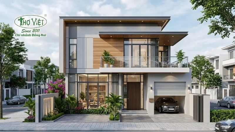 mẫu nhà mặt tiền 7m 2 tầng đẹp xu hướng