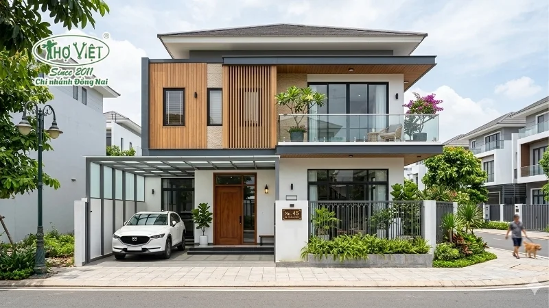 mẫu nhà mặt tiền 7m 2 tầng đẹp xu hướng