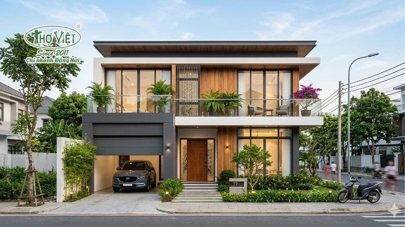 mẫu nhà mặt tiền 7m 2 tầng đẹp xu hướng