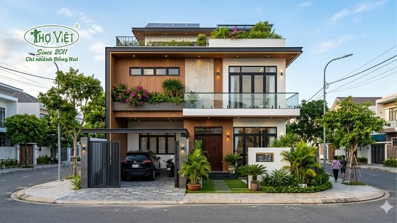mẫu nhà mặt tiền 7m 2 tầng đẹp xu hướng