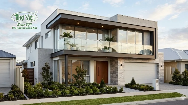 mẫu nhà mặt tiền 7m 2 tầng đẹp xu hướng