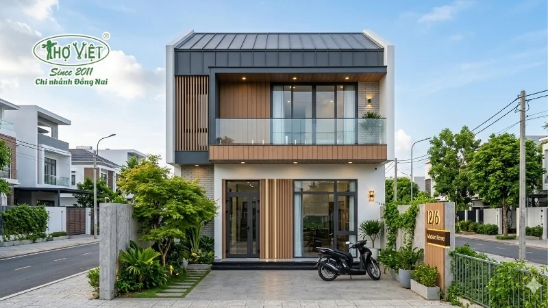 mẫu nhà 2 tầng mặt tiền 6m hiện đại đẹp