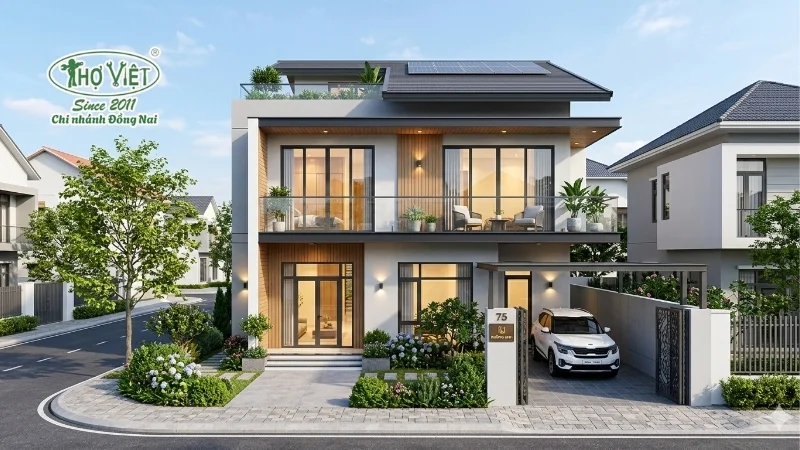mẫu nhà mặt tiền 7m 2 tầng đẹp xu hướng
