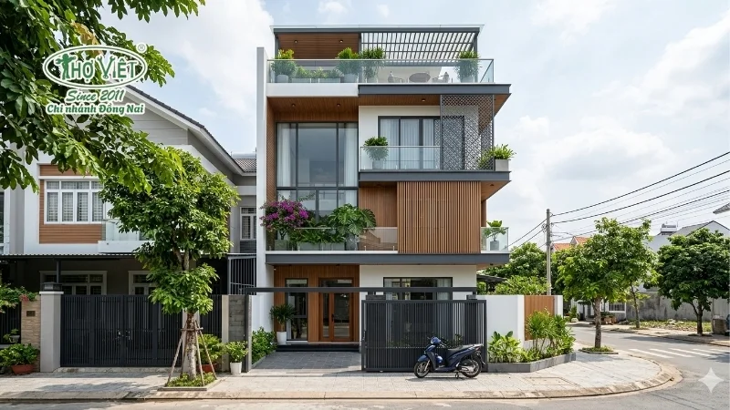 mẫu nhà 4 tầng mặt tiền 5m phổ biến