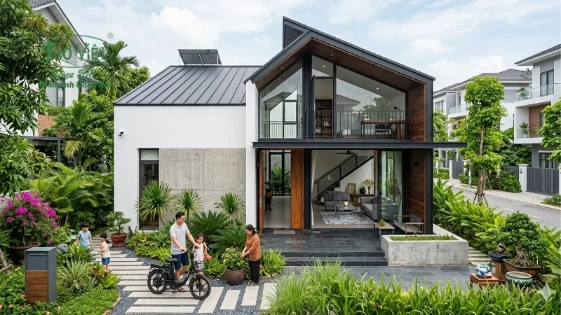 mẫu nhà cấp 4 gác lửng phổ biến