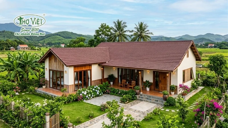 mẫu nhà chữ l 1 tầng đẹp ở nông thôn đẹp