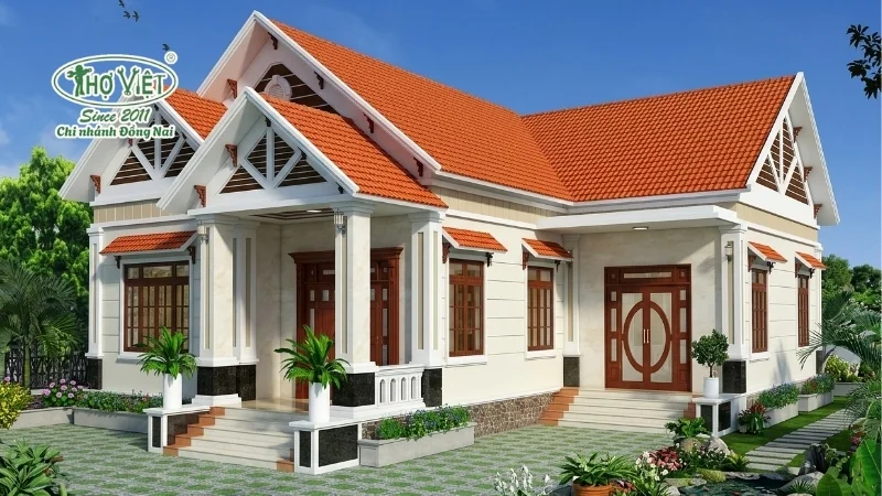 mẫu nhà chữ l 1 tầng đẹp ở nông thôn đẹp