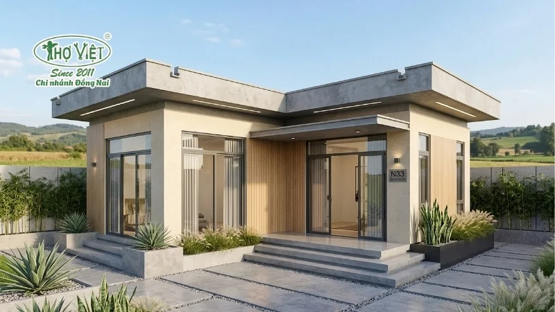 mẫu nhà chữ l 1 tầng đẹp ở nông thôn đẹp
