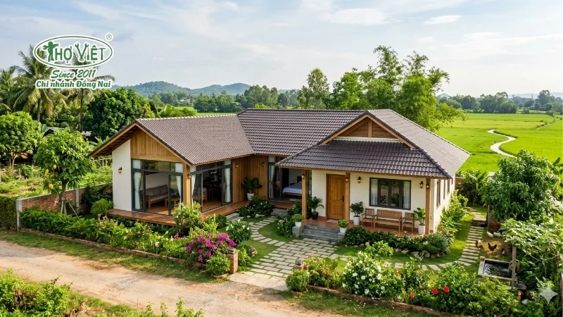 mẫu nhà chữ l 1 tầng đẹp ở nông thôn đẹp