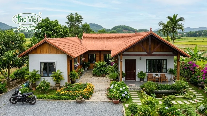 mẫu nhà chữ l 1 tầng đẹp ở nông thôn đẹp