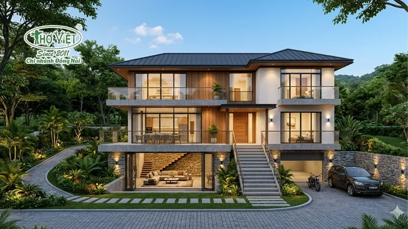 mẫu nhà có tầng hầm lửng đẹp thịnh hành