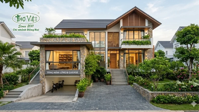 mẫu nhà có tầng hầm lửng đẹp thịnh hành