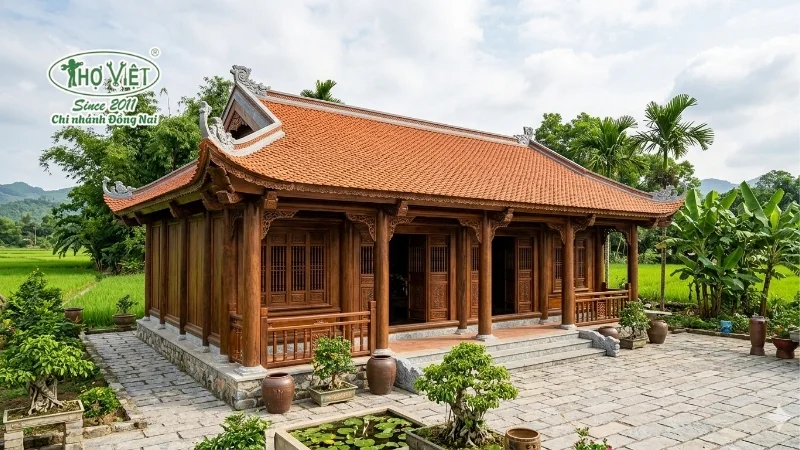 mẫu nhà gỗ 3 gian đẹp chuẩn kiến trúc Việt