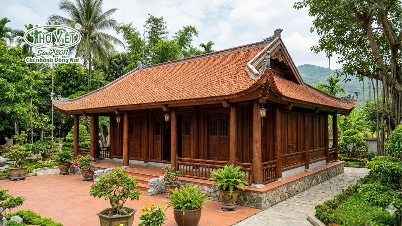 mẫu nhà gỗ 3 gian đẹp chuẩn kiến trúc Việt