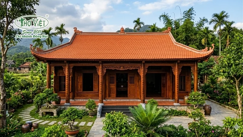 mẫu nhà gỗ 3 gian đẹp chuẩn kiến trúc Việt