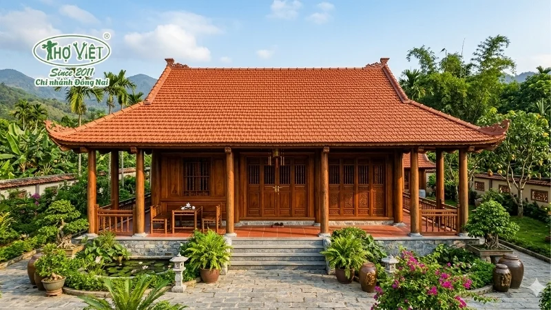 mẫu nhà gỗ 3 gian đẹp chuẩn kiến trúc Việt