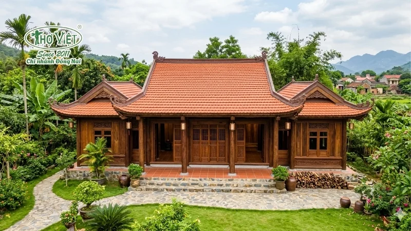 mẫu nhà gỗ 3 gian đẹp chuẩn kiến trúc Việt