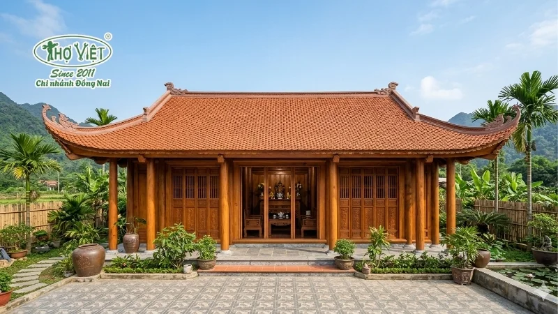 mẫu nhà gỗ 3 gian đẹp chuẩn kiến trúc Việt