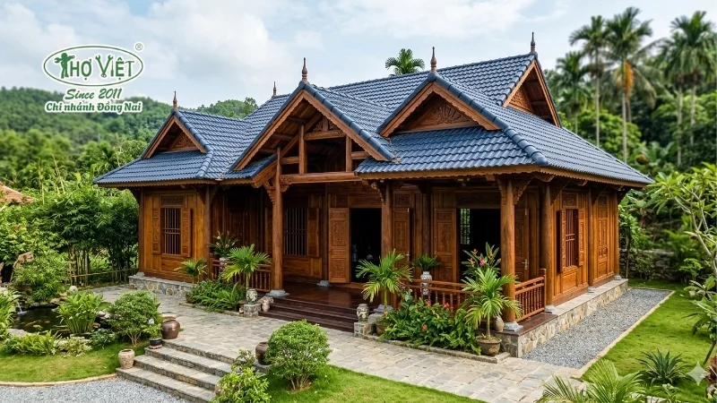 mẫu nhà gỗ 3 gian đẹp chuẩn kiến trúc Việt