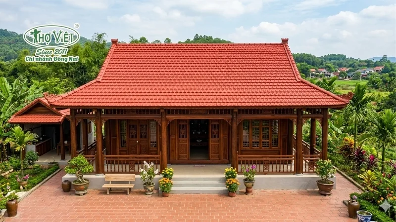 mẫu nhà gỗ 3 gian đẹp chuẩn kiến trúc Việt