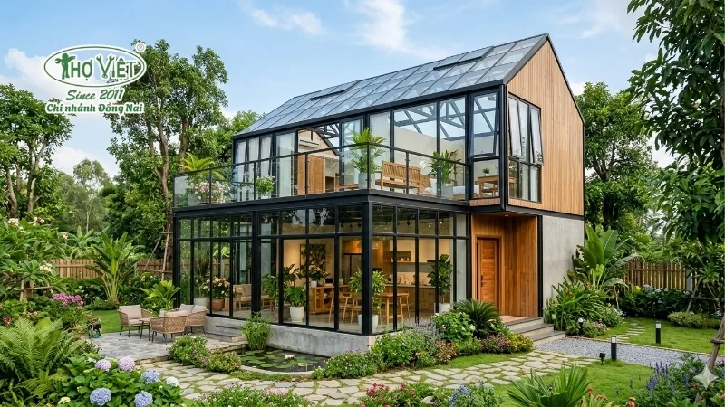 mẫu nhà kính 2 tầng đẹp độc đáo