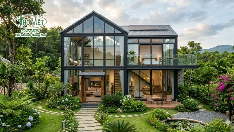 mẫu nhà kính 2 tầng đẹp độc đáo