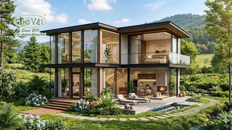 mẫu nhà kính 2 tầng đẹp độc đáo