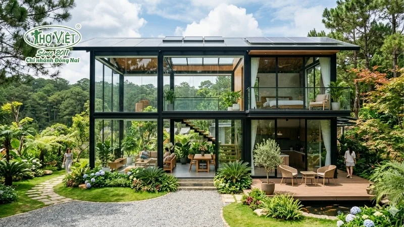 mẫu nhà kính 2 tầng đẹp độc đáo