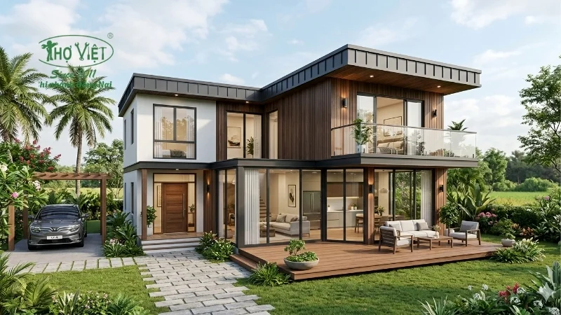 mẫu nhà lắp ghép 2 tầng đẹp phổ biến