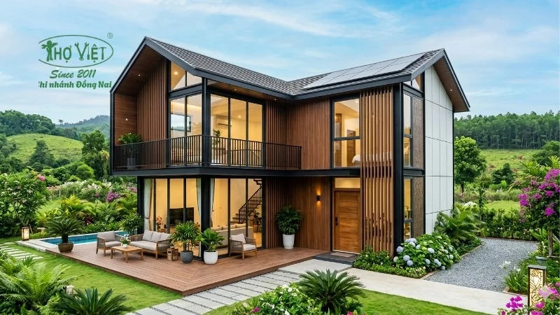 mẫu nhà lắp ghép 2 tầng đẹp phổ biến