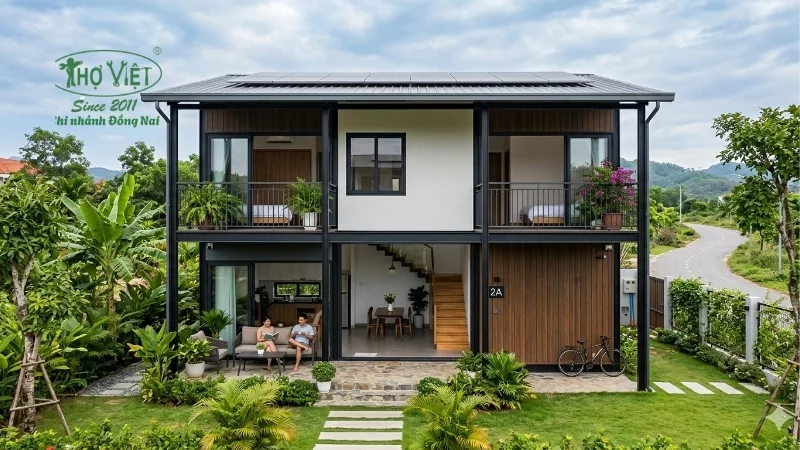 mẫu nhà lắp ghép 2 tầng đẹp phổ biến