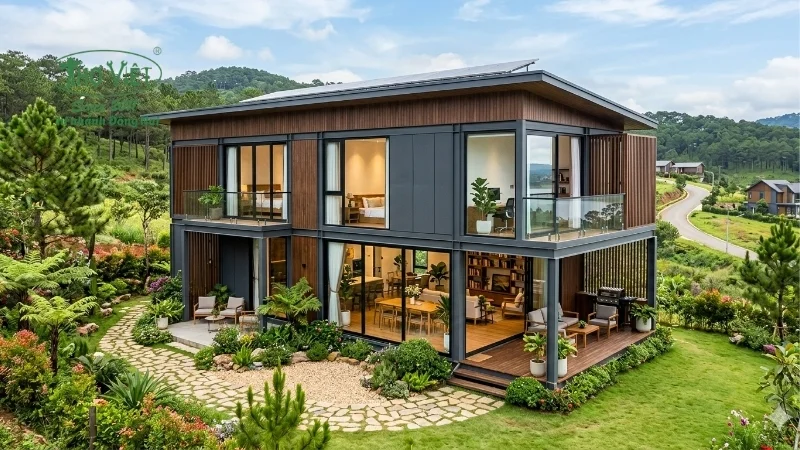 mẫu nhà lắp ghép 2 tầng đẹp phổ biến