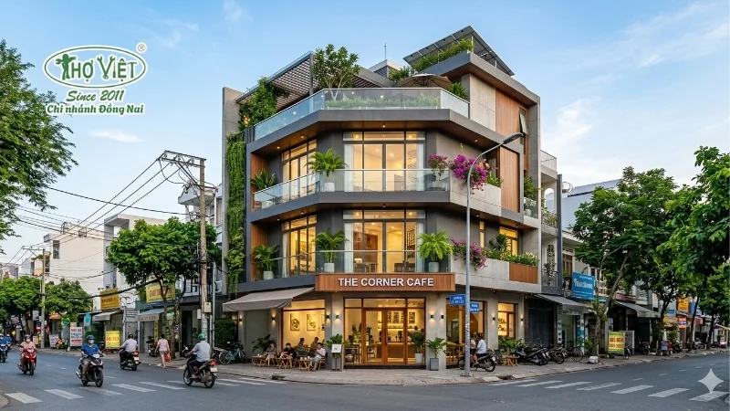mẫu nhà lô góc 2 mặt tiền 3 tầng sang trọng