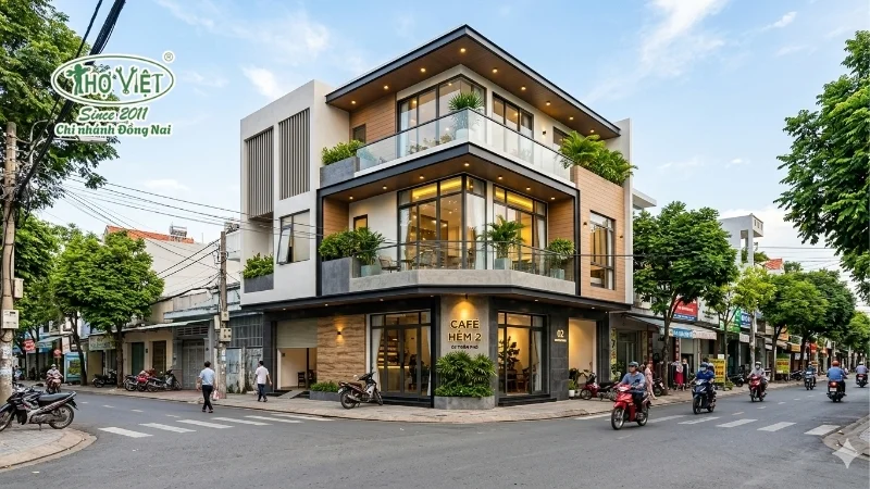 mẫu nhà lô góc 2 mặt tiền 3 tầng sang trọng