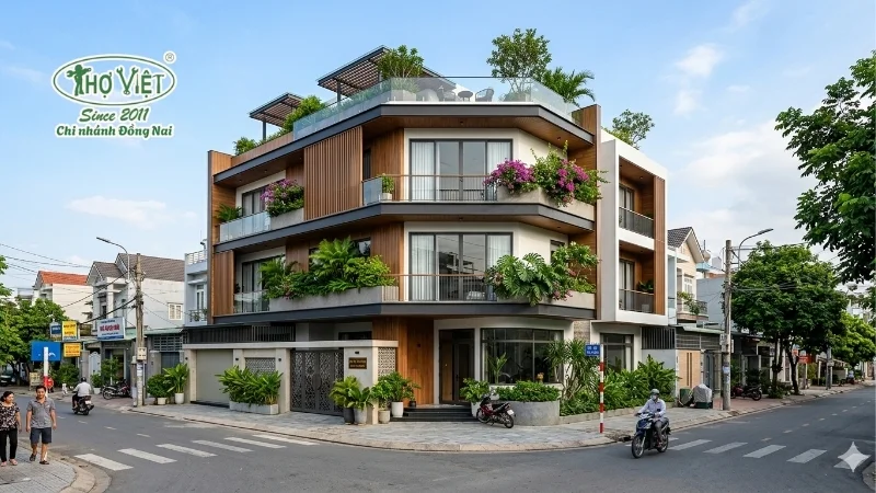 mẫu nhà lô góc 2 mặt tiền 3 tầng sang trọng