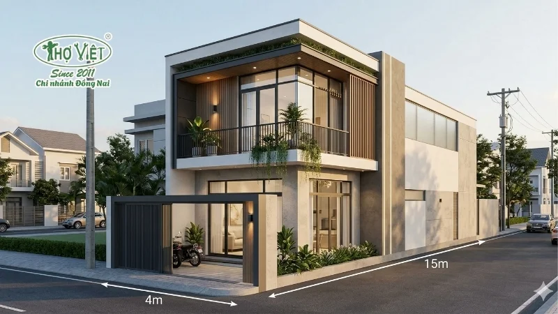 mẫu nhà ống 2 tầng 4x15m có 3 phòng ngủ đẹp mê ly