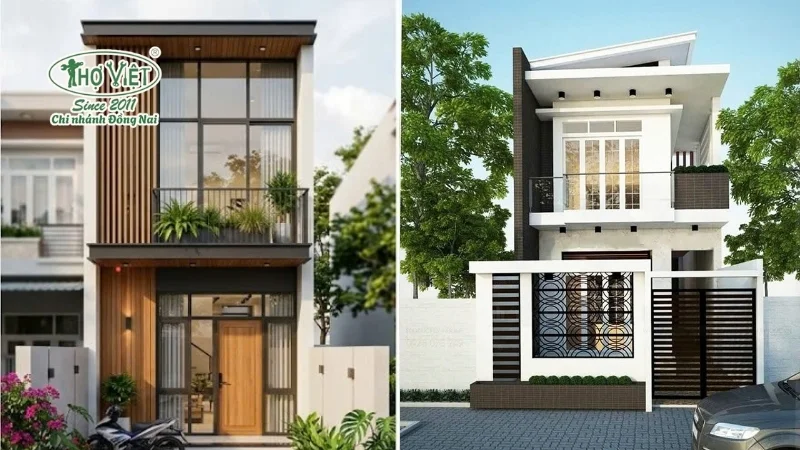 mẫu thiết kế nhà ống 2 tầng 5x20m