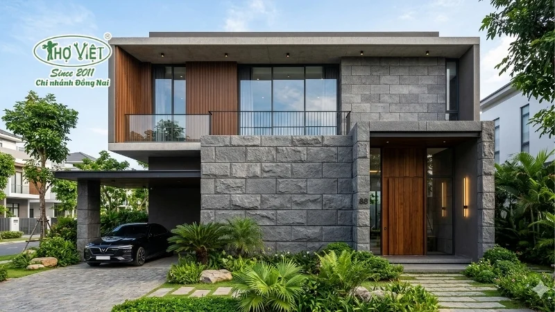 mẫu nhà ốp gạch mặt tiền đẹp