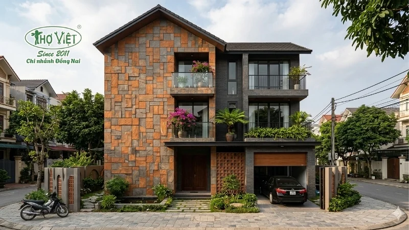 mẫu nhà ốp gạch mặt tiền đẹp