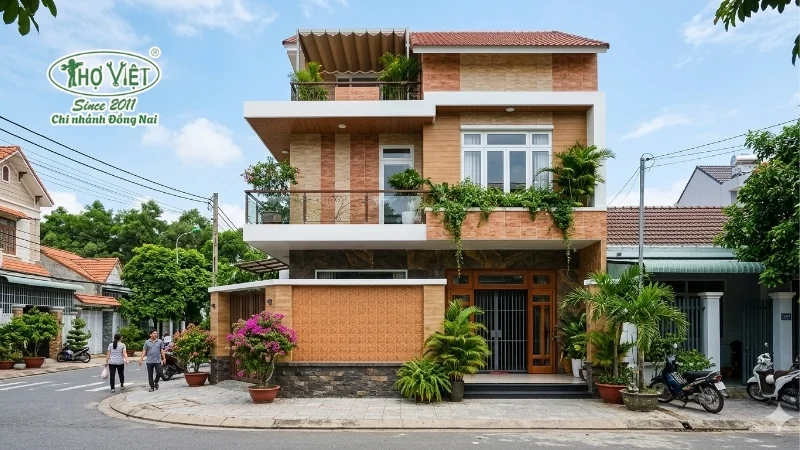 mẫu nhà ốp gạch mặt tiền đẹp