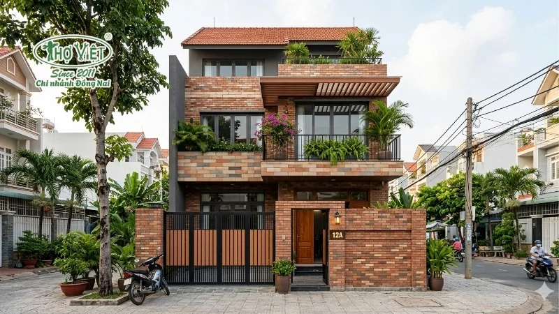 mẫu nhà ốp gạch mặt tiền đẹp