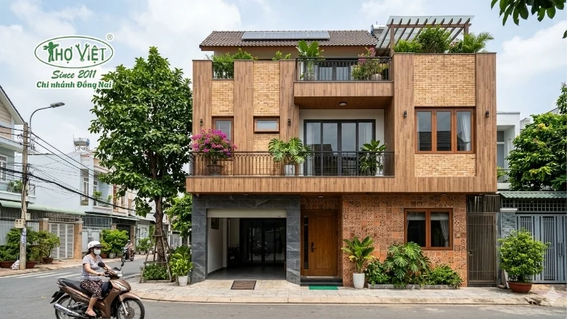 mẫu nhà ốp gạch mặt tiền đẹp