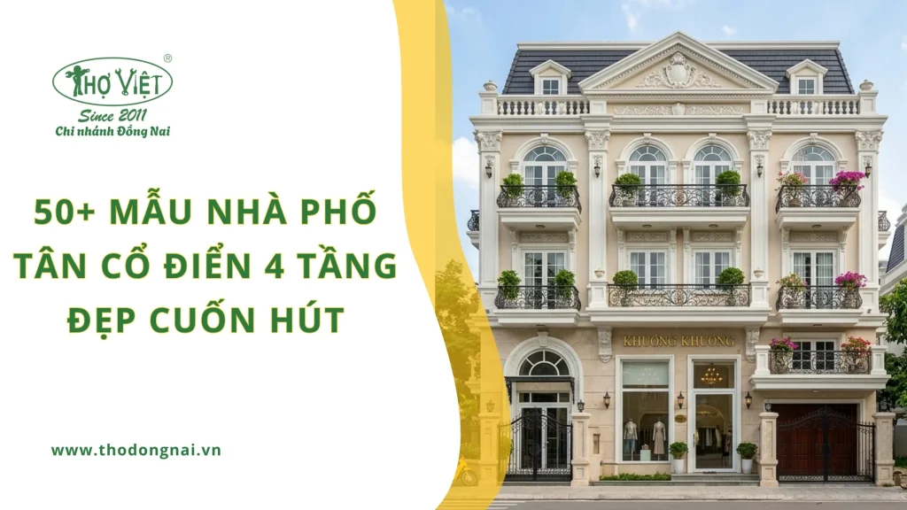 50+ mẫu nhà phố tân cổ điển 4 tầng đẹp cuốn hút 1 50+ mẫu nhà phố tân cổ điển 4 tầng đẹp cuốn hút